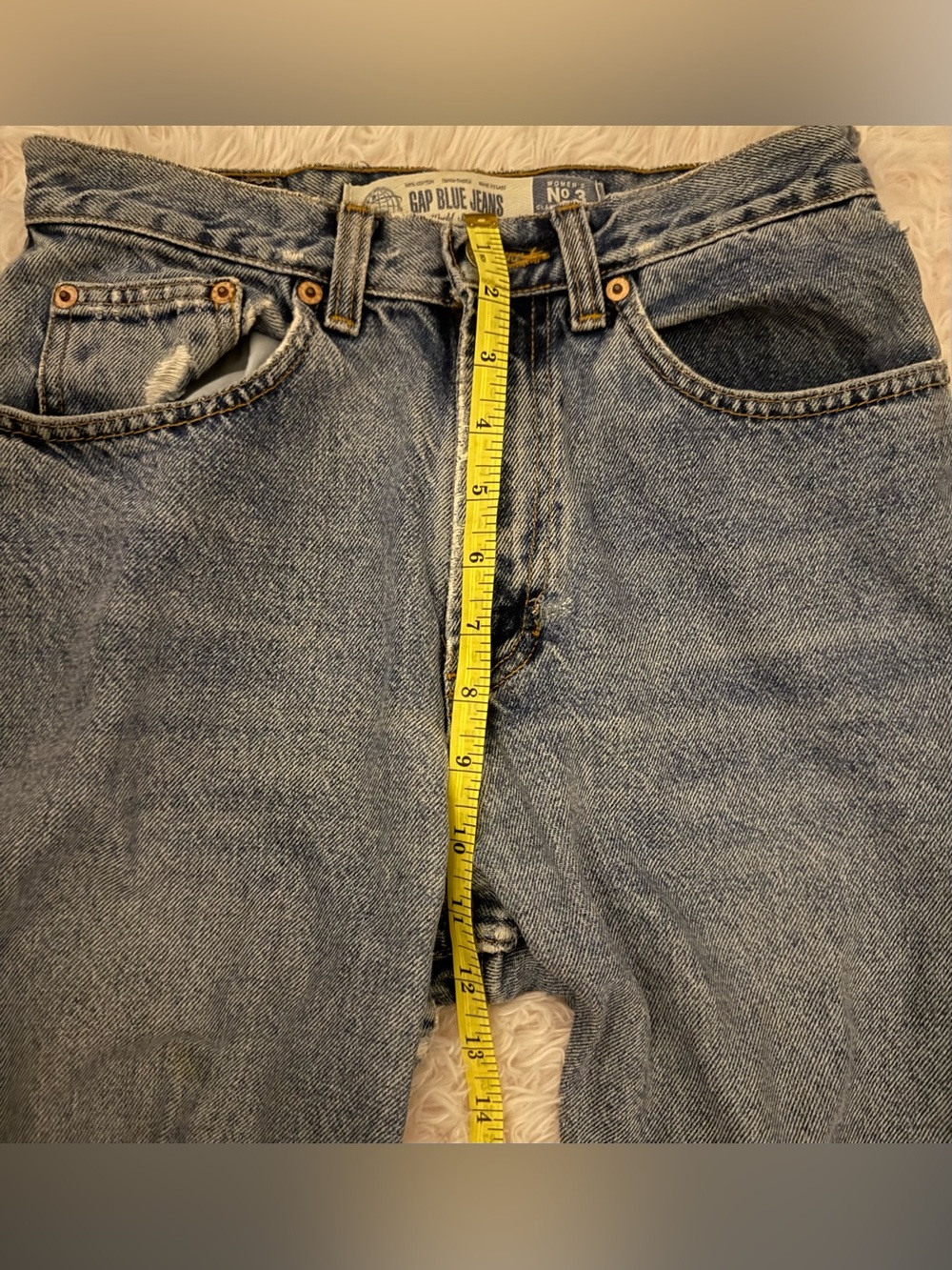 Vintage Gap #3 Classic Fit Light Blue distressed Denim Jeans 100% Cotton - Picture 12 of 14